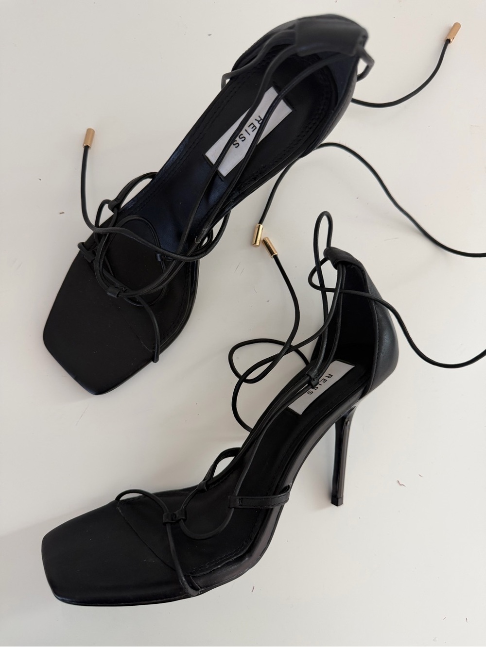 Black Kali High Lace-Up Stiletto Sandals